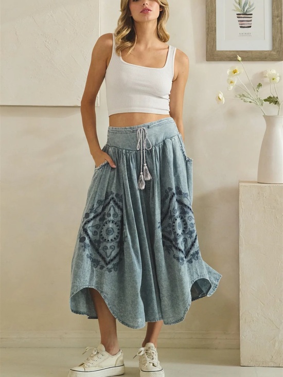 Oli & Hali Pants - 💕 NEW! Oli & Hali Bohemian Washed Blue Wide leg  pants